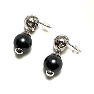 Vtg Joan Rivers Earrings Simulated Gray Pearl Stud Drop Dangle Signed Silvertone